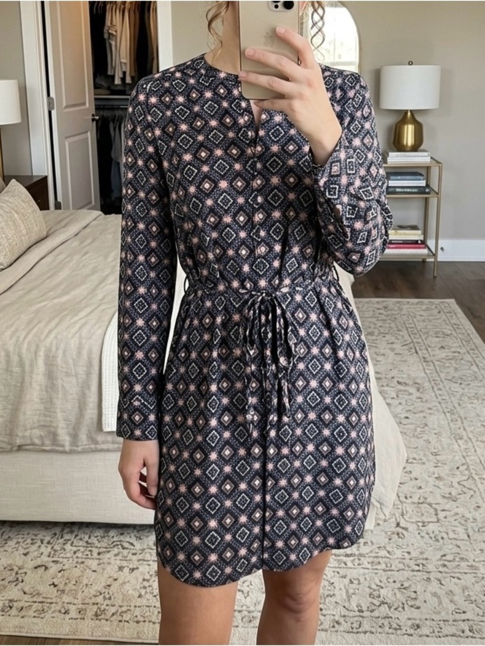 LOFT Geometric Pattern Shirt Dress